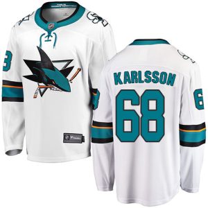 Kinder San Jose Sharks Eishockey Trikot Melker Karlsson #68 Breakaway Weiß Fanatics Branded Auswärts